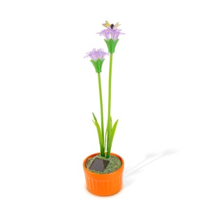 Floare solară colorată - 8 x 8 x 32 cm - 10 LED-uri alb cald - mov - Img 3