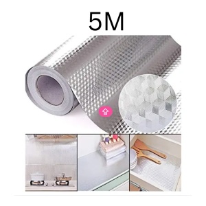 Folie autoadezivă argintie pentru bucătărie, 60 cm x 5 m