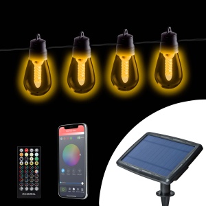 Ghirlandă solară smart LED - 25 LED-uri albe - temperatură de culoare reglabilă - 13,6 m - Bluetooth