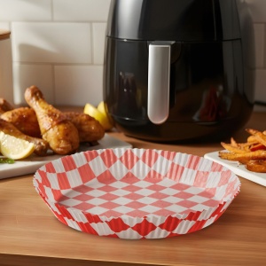 Hârtie de copt pentru Air fryer - pentru gătit fără ulei - carouri, rotund - 23 cm - 50 bucăți / pac