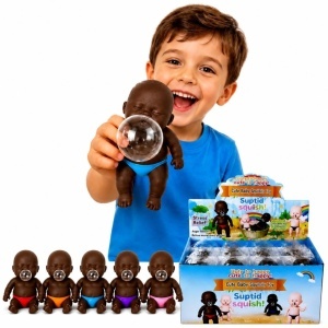 Jucărie Squishy Bebeluș 14cm, din TPR, cu Balon Extensibil, Anti-Stres, Diferite Culori