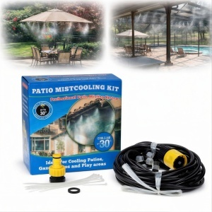 Kit Răcire Terasă cu Pulverizare 10m, Furtun cu Duze Mist Reglabile, Sistem Profesional pentru Grădină, Conectori Incluși