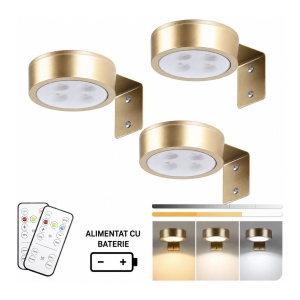 Lampa ambientala (set 3 buc) - alb cald, alb rece - cu telecomanda