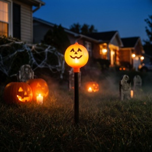 Lampă de grădină Halloween cu țăruș - dovleac - cu baterii - 34 x 9,5 cm