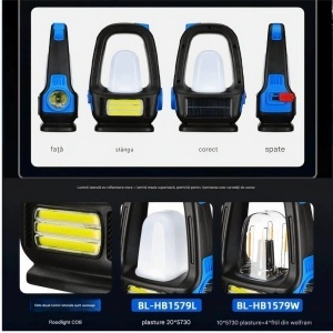 Lampa Solara 20x12 LED, Multifunctionala cu 3 Moduri de Lumina USB - Img 3