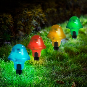 Lampă solară LED în formă de ciupercă - 11 cm