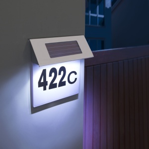 Lampă solară pentru număr de casă din oțel inoxidabil - 19 x 18,5 x 5 cm