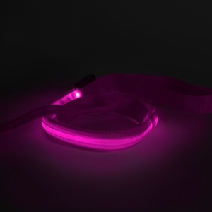 Lesă cu LED - 120 x 2,5 cm - Roz - Img 3