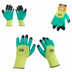 Manusi de Protectie 12/set cu Eticheta Acoperite cu Latex, Marimea 10 Verde si Negru