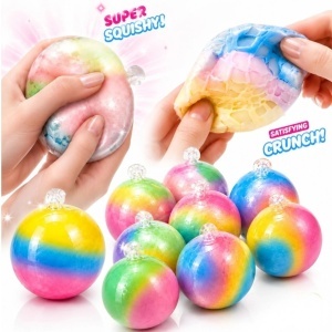 Minge Antistres 6cm, Crunchy Curcubeu, Crispy Handmade Ball, Squishy