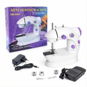 Mini Mașină de Cusut Electrică, 22.5×12×21cm cu Pedală și Alimentator, Accesorii Incluse