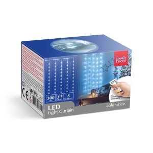 Perdea luminoasă - cu 300 microLED-uri alb rece - 3 x 3 m - 230V - cu telecomandă - Img 3