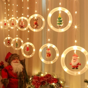 Perdea luminoasă LED - Moș Crăciun - 1,8 x 0,5 m - 125 LED-uri alb cald - Img 3