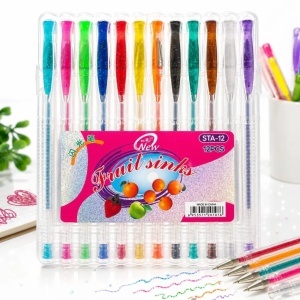 Pix cu Gel Glitter 12/set, Diferite Culori