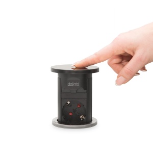 Priză încorporabilă ascunsă motorizată - 3 x 250 V + USB-A, Type-C - negru - Img 3
