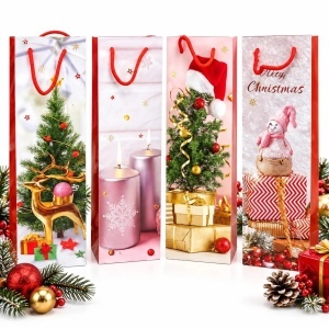 Pungă Cadou 12/set de Crăciun, pentru Sticla 33x10x10cm, Diferite Modele
