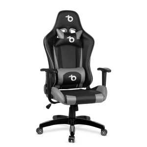 Scaun gamer - cu pernă lombară şi de cap - Gri