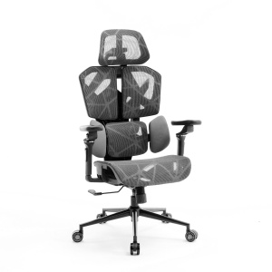 Scaun rotativ de birou TitanMesh Pro cu perne laterale - gri - 119 x 72 x 73 cm - Img 4