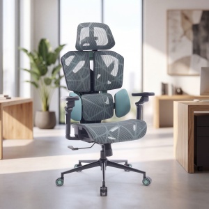 Scaun rotativ de birou TitanMesh Pro cu perne laterale - mentă - 119 x 72 x 73 cm