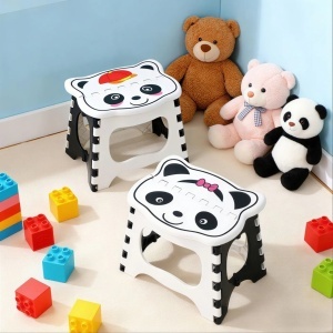 Scăunel Pliabil pentru Copii 20x19x24cm, Model Panda, din Plastic Portabil - Img 1