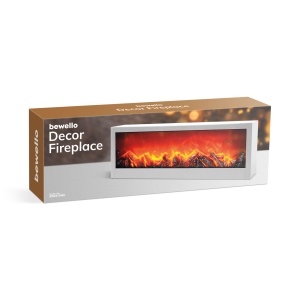 Şemineu LED cu efect de flacără - alb - cu alimentare de la baterie sau USB - 60 x 10 x 20 cm - Img 4