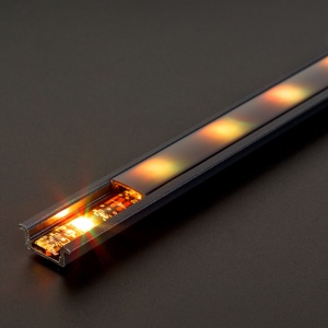 Șină din aluminiu pentru LED - 2000 x 23(17) x 8 mm - formă U încastrabil - negru