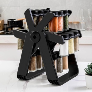 Suport Condimente Rotativ cu 18 Recipiente din Sticlă, 26x22.5x34.5cm, cu Suport din Plastic - Img 3