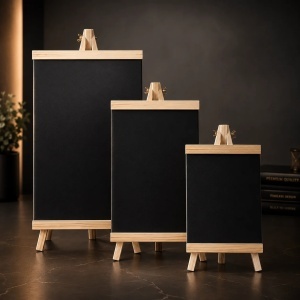 Tabla Neagra 20x36cm, de Scris cu Șevalet din Lemn, pentru Cretă, Pliabilă, Reutilizabilă - Img 2