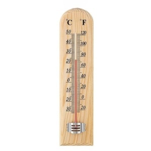 Termometru de Perete 25x5cm, din Lemn cu Afișaj °C și °F pentru Interior sau Exterior - Img 2
