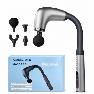 Aparat Masaj Tip Pistol 33cm, 4 Capete Interschimbabile, 6 Viteze, Reîncărcabil USB Diferite Culori