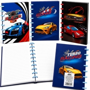 Carnet A5 cu Sistem de Discuri 21×16cm, Copertă Lucioasă Racing, Caiet Dictando, Diferite Modele