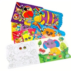 Cărți de Colorat 12/set cu Ochi Mobili, Pagini Interactive 27x21cm pentru Copii Diferite Modele