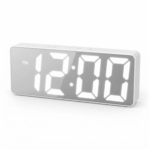 Ceas Digital LED 15×6.5cm, Afișaj Oglinda cu Cifre Mari, Alarmă cu Funcție Amanare, Alimentare prin USB sau Baterii - Img 3