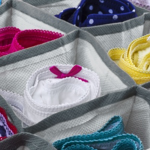 Cutie de depozitare din material textil - 32 x 32 x 12 cm - 8 buzunare - gri