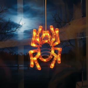 Decorațiune luminoasă de Halloween - păianjen - cu ventuză - 12 LED - 20 x 18,5 cm - 3 x AAA