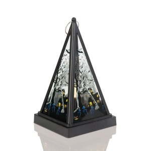 Felinar LED Halloween - schelet - alb cald - negru - 9,5 x 9,5 x 17 cm - 2 x AAA