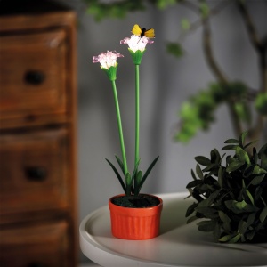 Floare solară colorată - 8 x 8 x 32 cm - 10 LED-uri alb cald - mov