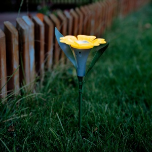 Floare solară cu țăruș - 3 culori - 30 x 10 cm - LED alb