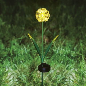 Floare solară cu țăruș - hortensie - 2 modele - 25 LED-uri alb cald - 13 x 7 x 65 cm