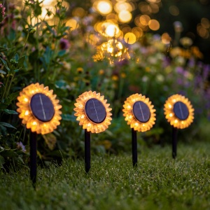Floare solară floarea-soarelui - galbenă - cu țăruș / suspendabilă - 13 x 6,5 x 35 cm
