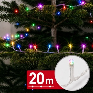 Instalație luminoasă – 20 m – multicolor – 400 LED – 100–240 V – 6 W – cablu transparent