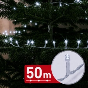 Instalație luminoasă – 50 m – alb rece – 1000 LED – 220–240 V – 9 W – cablu transparent