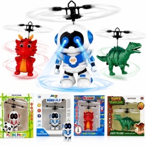 Jucarie Interactiva Zburatoare 14cm, cu Senzor Infrarosu, LED si Incarcare USB, Diferite Modele
