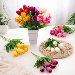 Lalele Artificiale 45cm, Fir cu 7 Flori Diferite Culori