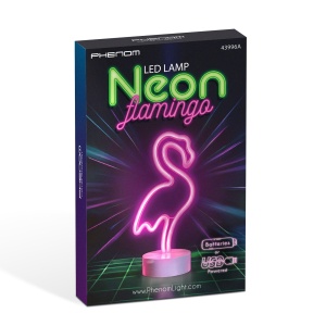 Lampă cu neon LED - flamingo roz - 3 x AA + USB - 12 x 8,5 x 29,5 cm - Img 2