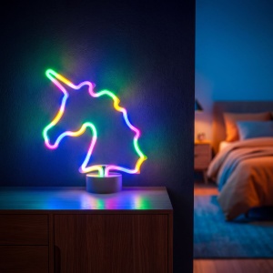 Lampă cu neon LED - unicorn multicolor - 3 x AA + USB - 28,5 x 8,5 x 24,5 cm