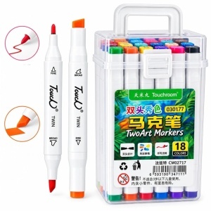 Markere Colorate 18/set in Gentuta Transparenta 14cm din Plastic