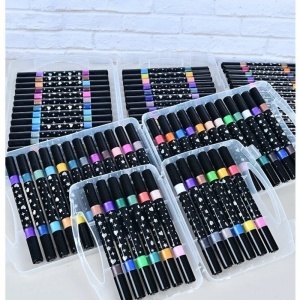 Markere Glitter 24/set, Două Vârfuri în Culori Diferite, 48 Culori Sclipitoare, Fin, în Cutie de Depozitare - Img 2