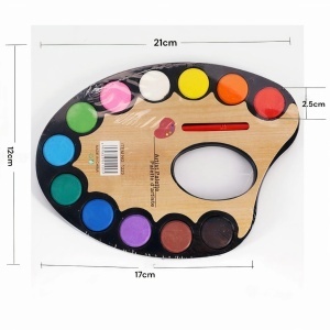 Paleta Acuarele din Plastic 21x17x12cm, Tip Pastila Mare 12 Culori cu Pensula 14cm - Img 3