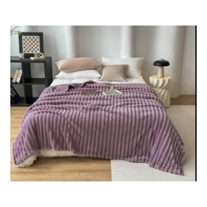 Pătură cu dungi în relief 200 x 230 cm, 1300 g, mov